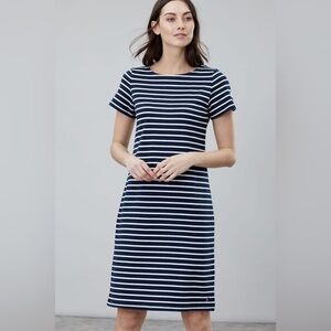 Joules Rivalie Dress in Navy and White Stripes, Size 4